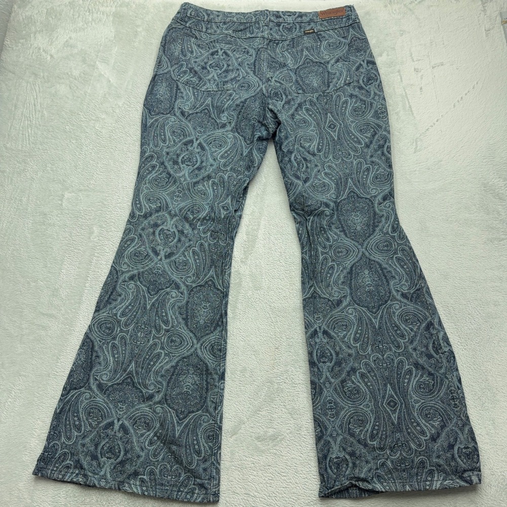 Wrangler Jeans Womens 14 Blue Paisley High-Rise Fierce Flare Stretch Denim Pants - Picture 7 of 9